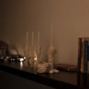 Puffy Scramble gold pillar candles