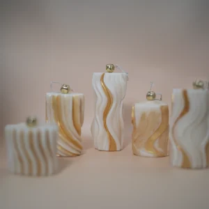 Golden Wavy pillar candles Combo